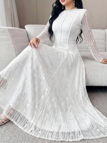 Feyla Váy dài ren trắng thanh lịch dành cho nữ, Váy tốt nghiệp, Váy tốt nghiệp dành cho nữ, Váy sinh nhật dành cho nữ - trắng - Xem 1