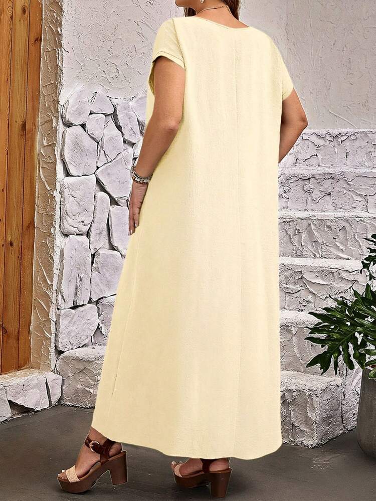 Plus Size Casual Round Neck Short Sleeve Dress