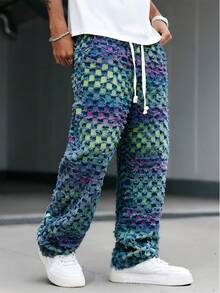 Manfinity EMRG American Checkered Denim Jeans With Tassels - Multicolor - View 6