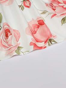 SHEIN Elegant Floral Print V-Neck Sleeveless Tie-Waist Maxi Dress, Versatile For Casual, Outdoor, Date, Party, Commute, Business, Office Wear Tea Party Dress For Women Elegant Dress For Women Smocked Elastic Waist Dress Floral Print Dress Rose Print Dress - Multicolor - View 7