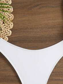 Swim Basics Pantaloneta de baño minimalista de unicolor para vacaciones en la playa - Blanco - Ver 3