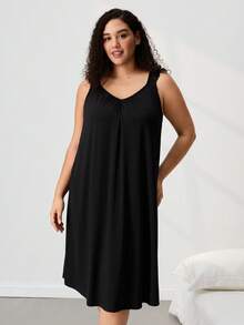 LUVLETTE 萬聖節夏季大尺碼超柔軟 TENCEL™ 莫代爾黑色睡裙式娃娃裙 新娘內衣與睡衣家居裙 Moo Moo 女款 - 黑色 - 查看 6