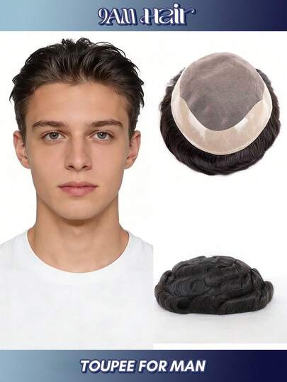 Tóc giả ngắn 6 inch cho nam giới, chất liệu tóc tự nhiên, đế lưới MONO thoáng khí, kích thước tiêu chuẩn 8*10, thiết kế lưới siêu thoáng khí ở đáy, ôm sát da đầu, đường chân tóc tự nhiên vô hình, trông rất thật, nhẹ và bền để đeo cả ngày, che phủ hoàn hảo tình trạng rụng tóc và tóc mỏng cho nam giới.