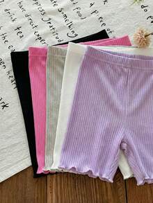 SHEIN LMoss Kids 5件套女童纯色针织打底裤套装 - 彩色 - 查看 5