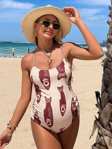 SHEIN 26SS 夏季海滩度假波西米亚风奢华孕妇连体泳衣套装 - 彩色 - 查看 6