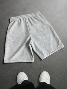 PAVTROS Men's Knit Shorts, Printed Design, Fashionable Versatile Bermuda Shorts - Grey - View 5