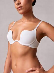 Veilyse Solid Adjustable Strap Underwire Bra, Lingerie - White - View 6