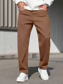 ARLO REED Men's Casual Washed Tapered Jeans - Coffee Brown - View 5