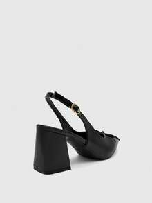 CUCCOO BIZCHIC Giày cao gót thời trang nữ, đế dày có nơ, chất liệu PU, phù hợp cho mọi mùa, đi làm, đi nghỉ mát, công sở, hoạt động ngoài trời và hàng ngày. - màu đen - Xem 6