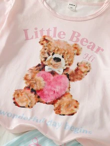 SHEIN 女童可爱考拉印花短袖短裤睡衣套装 - 彩色 - 查看 8