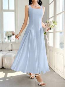 Modelyn Đầm hai dây màu trắng, thiết kế thanh lịch tinh tế với chi tiết thắt eo. - Màu xanh lam - Xem 6