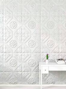 10/20/30 Pcs Self Adhesive 3D Embossed Waterproof Dustproof Easy Install Removable Luxury Embossed Pattern White Beige 3D Self Adhesive Wallpaper For Living Room Bedroom Ceiling Wall Room Renovation Home Decor Wall Sticker - White - View 3