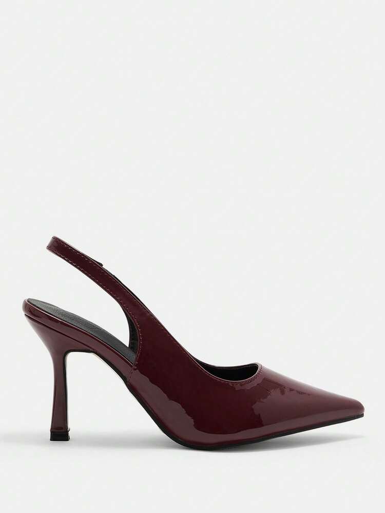 CUCCOO CURVES Women Shoes Fattened Spring And Summer New Pointed Tip Thin Heel Medium Heel Romantic Elegance Temperament Simple Sexy Patent Leather Burgundy Women's High Heel Shoes Slippery Heels Dress Shoes Dating Afternoon Tea Party Valentine's Day Elegant Wear