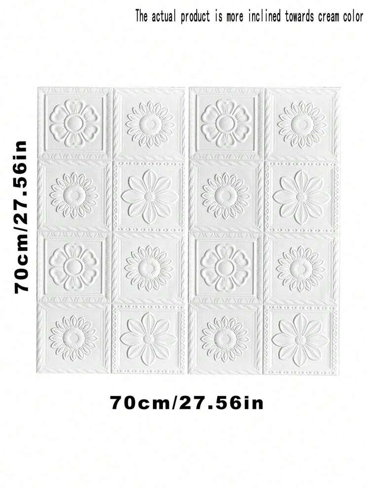 1片装自粘3D泡沫墙板防水可移除自粘墙纸，适用于客厅、卧室、厨房、洗衣房、壁炉、电视墙等家居装修装饰，春季装饰生日毕业礼物 - 白色 - 查看 6