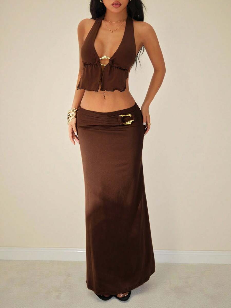 SHEIN PETITE Conjunto de dos piezas para mujer para uso diario