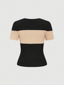Women's Casual Daily Commute Textured Fabric Short Sleeve T-Shirt, Summer - Multicolor - View 4