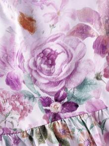 SHEIN MOD 女士碎花中长连衣裙 - 紫色 - 查看 5