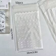 100 piezas Bolsas de embalaje con estampado de encaje, bolsas de regalo con patrón floral para caramelos y galletas, bolsas autoadhesivas DIY, suministros para fiestas de boda y cumpleaños - Multicolor - Ver 19