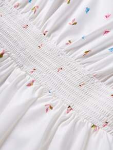 Ellevyn Ruffled Hem Romantic Floral Print Dress - Multicolor - View 4