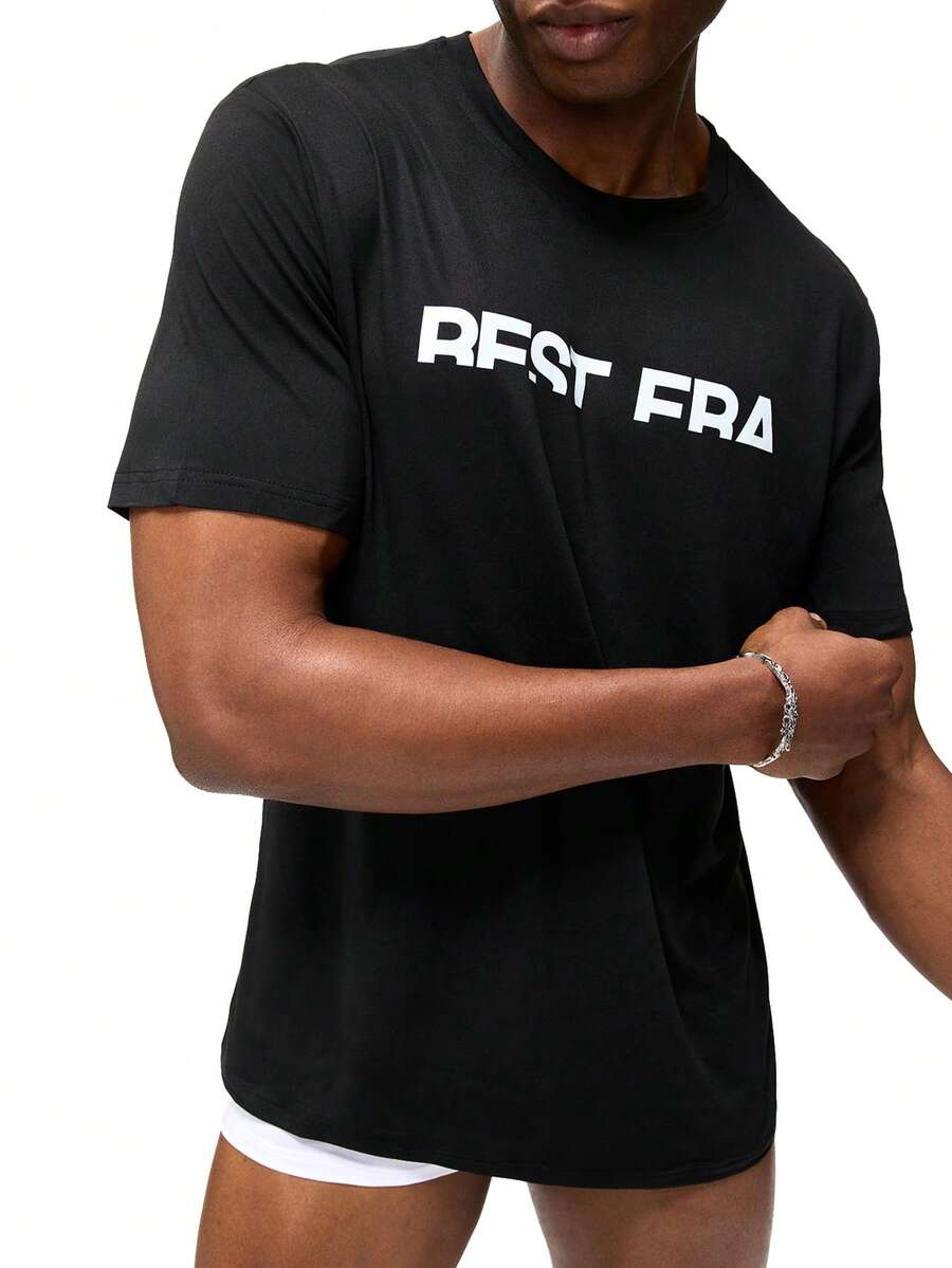 Rest Era 1pc Men's Black Short Sleeve Casual Undershirt, Summer - Black - View 1