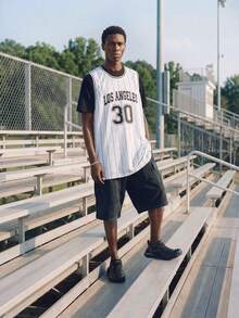 EVRINFINITE Áo thun nam họa tiết sọc không tay Áo bóng rổ - trắng - Xem 8