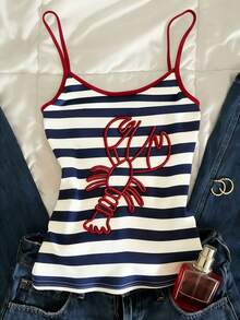 Áo camisole mùa hè không tay kẻ sọc dành cho nữ - Nhiều màu - Xem 1