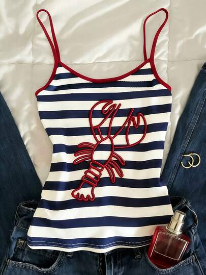 Áo camisole mùa hè không tay kẻ sọc dành cho nữ