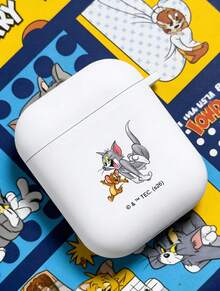 TOM & JERRY X SHEIN Ốp silicon Tom và Jerry cho AirPods 1/2/3 Pro, bảo vệ toàn thân khỏi va đập. - trắng - Xem 4