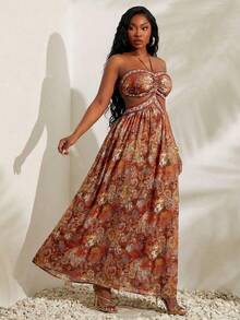 Radiana Vestido de verano elegante y sexy con estampado de flores de anacardo y paisley para mujer de talla grande, adecuado para uso diario, festivales de música, Coachella, estilo bohemio, salidas, vacaciones en la playa, vacaciones, uso occidental, conciertos, fiestas de carnaval, con capas ricas, citas, Ibiza, Nashville, descanso, modesto, elegante, club, lindo, casual, compras, ropa de calle, salidas, fácil de combinar y estilizador de figura - Multicolor - Ver 4