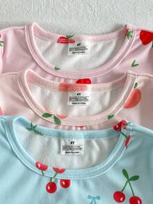Genkimix Kids 6件套女童草莓樱桃水果印花短袖修身睡衣套装，3套单独出售 - 彩色 - 查看 6