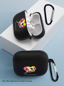 THE POWERPUFF GIRLS X SHEIN 1 chiếc ốp tai nghe họa tiết hoa Powerpuff Girls dễ thương và sáng tạo, chất liệu cao cấp, đơn giản, trong suốt hoàn toàn, chống sốc và thời trang. Quà tặng Halloween và Giáng sinh, tương thích với AirPods. - màu đen - Xem 6