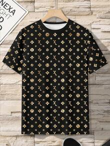 Resyla Men's Plus Size Casual Crew Neck Printed Short-Sleeve T-Shirt, Summer Style - Multicolor - View 3
