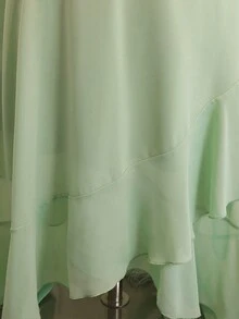 SHEIN Vestido Halter Elegante de Festa para Adolescentes, Cor Sólida com Laço Decorativo - Verde Menta - Visão 7
