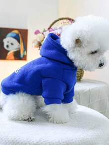 1pc Pet Clothes For Dogs And Cats. Dog And Cat Clothing And Accessories. Stylish And Cute. With Hats And Embroidery. - Blue - View 3
