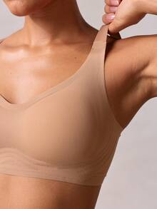 Veilyse Soft Support Bra For Women, Solid Color, Comfortable, Minimalist, Wireless, Non-Sagging Brafor Summerfor Summer - Apricot - View 8