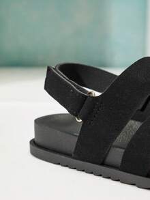 Mini mi #ComfortLite Kids' Soft Footbed Hook-And-Loop Back Strap Sandals - Black - View 7