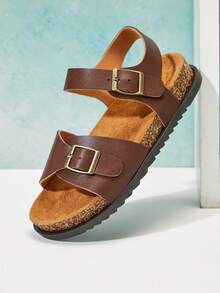 Mini mi #ComfortLite Kids' Soft Footbed Buckled Strap Sandals - Coffee Brown - View 7