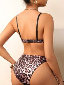 Bare Chapter Bộ đồ lót bằng lụa sữa in họa tiết da báo gợi cảm dành cho nữ. - Nhiều màu - Xem 2