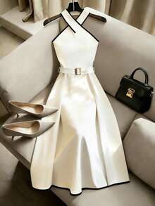 Franclia Váy midi nữ - Màu be - Xem 3