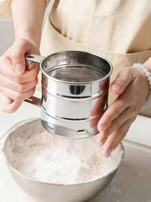 1PC Stainless Steel Handheld Flour Sieve, Baking Sugar Powder Filtering Tool - Silver - View 2