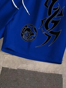 PAVTROS Conjunto masculino de camiseta de manga curta com estampa da Estátua da Liberdade e letras e bermuda casual com bolso e cordão na cintura. - Multicolorido - Ver 4
