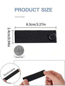 2 piezas Hebilla extensora de cinturilla, extensión de pantalón ajustable elástica, extensión de botón de pantalón, botón de maternidad pantalones elásticos, hebilla de extensión de botón ajustable, apto para hombres y mujeres - Negro - Ver 5