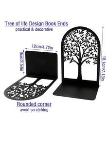 Metal Bookends, Tree Of Life Desk Metal Bookends, Book Storage Rack, Minimalist Desk Bookshelf, Student Combination Desk Organizer, Multi-Functional Desk Decor Rack, Best Birthday Gift For Office, Desk Bookends For Home Office, Gift For Book Lovers, Office Desk Iron Bookshelf, Bookshelf, Reading Rack - Multicolor - View 6