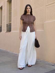 Nöista 腰部有细节设计的阔腿裤 - 白色 - 查看 1