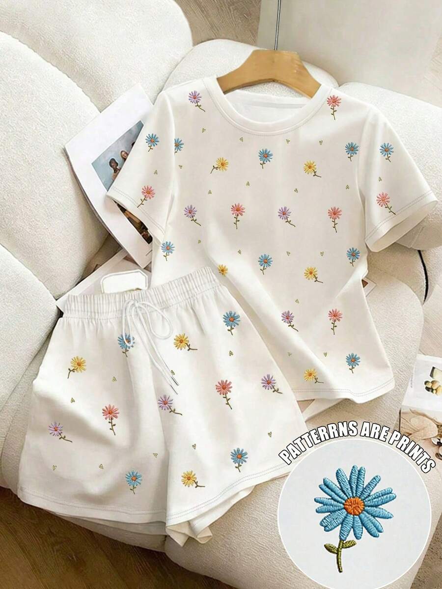 Resyla 2pcs "Dramatic" Sarcastic Slogan Funny Print Women's Casual Outfit, Suitable For Daily Wear - Multicolor - View 1