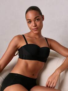 Veilyse Ab Cup Front Closure Bra For Women, Anti-Slip, Push Up Bra For Bridal Dress, Lingeriefor Summerfor Summer - Black - View 3