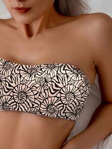 SHEIN Swim Conjunto de traje de baño de 2 piezas con estampado de conchas marinas, elegante y sexy, para playa de verano - Multicolor - Ver 3