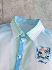 AXEPEAK Men's Palm Tree Print Short Sleeve Shirt And Shorts Casual Suit - Multicolor - View 4