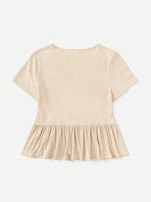 SHEIN VCAY Plus Size Casual Solid Color Short Sleeve T-Shirt, Summer - Apricot - View 2