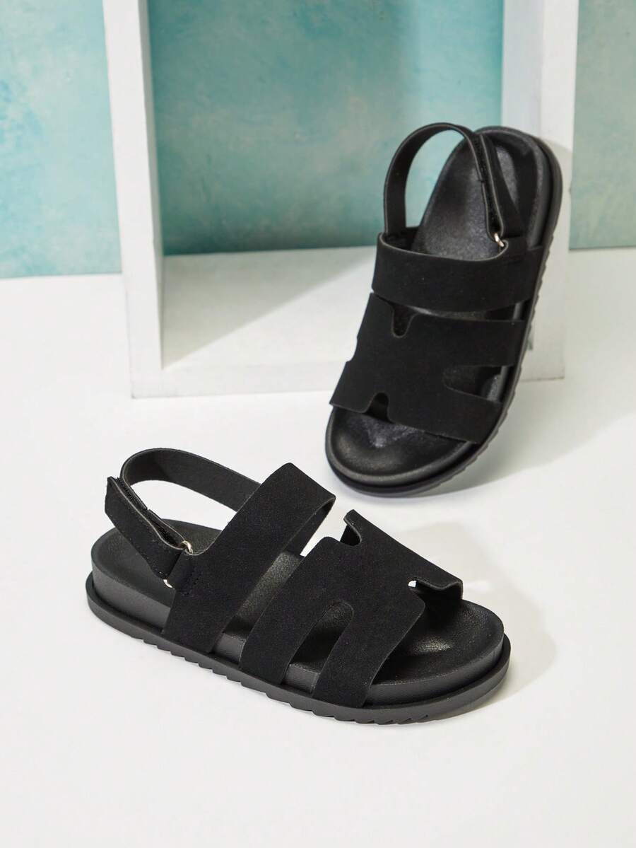 Mini mi #ComfortLite Kids' Soft Footbed Hook-And-Loop Back Strap Sandals - Black - View 1